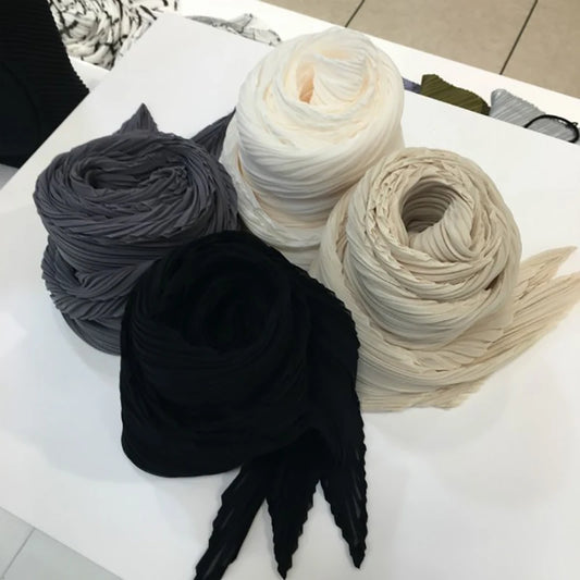 Pleated silk-blend scarf