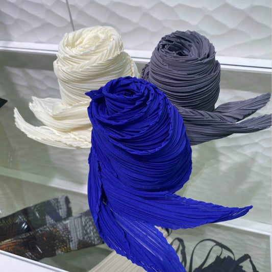 Pleated silk-blend scarf